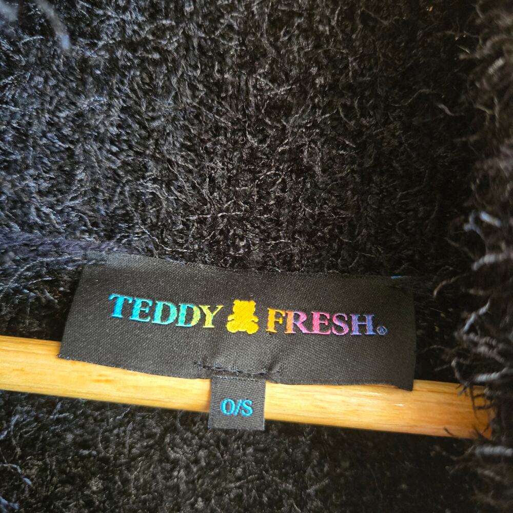 Teddy Fresh I Need A Hug Eyelash Sweater Black Rainbow Turtleneck Pullover OS - Picture 6 of 7